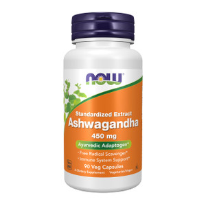NOW Supplements, Ashwagandha (Withania somnifera) 450 mg (Standardized Extract), 90 Veg Capsules