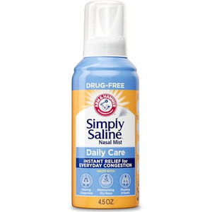 ARM & HAMMER Simply Saline Nasal Care Daily Mist 4.5oz  Instant Relief for Every Day Congestion  One 4.5oz Bottle