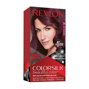Revlon Permanent Hair Color, Permanent Hair Dye, Colorsilk with 100% Gray Coverage, Ammonia-Free, Keratin and Amino Acids, 34 Deep Burgundy, 4.4 Oz (