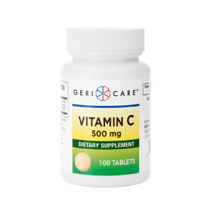 GeriCare Vitamin C 500 mg, Antioxidant, Immune System Support, Nutritional Supplement Tablets, 100 Count (Pack of 1)