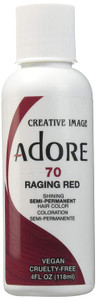 Adore Semi Permanent Hair Color (070 Raging Red) | Vegan & Cruelty-Free Red Hair Dye | No Ammonia, No Peroxide, No Alcohol | 4 Fl Oz