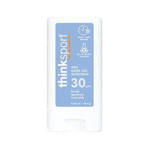 Thinksport SPF 30 Sport Sunscreen Stick with Zinc Oxide, 0.64 oz  Safe, Natural, Water Resistant Sunscreen Stick  Mineral UVA/UVB Sun Protection 