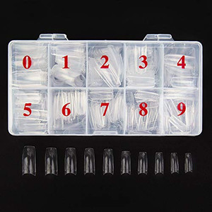 Beuniar Acrylic Nail Tips Clear 500Pcs French Artificial False Tip for Manicure Nails Art Salons & Home DIY