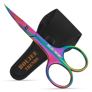 Nail Scissors Toenail Eyebrow Mustache Facial Nose Ear Hair Grooming Multipurpose Small Beauty Scissors Curved and Sharp Blades Multi Titanium Color