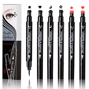 NewBang Double-sided headed Liquid Stamp Eyeliner Pen, Pencil with Eye Makeup Stamp Waterproof Double Sided Long Lasting Seal Eye-liner Stencils Long