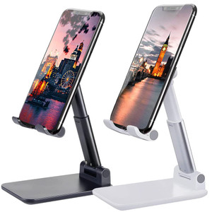 Meetuo 2 Pcs Cell Phone Stand, Adjustable Angle Height Phone Stand for Desk, Fully Foldable/Portable Phone Holder, Compatible for iPhone 16/15/14/13/