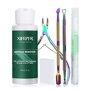XIFEPFR Cuticle Remover Kit - Cuticle Remover Cream & Cuticle Oil Pen for Soften Moisturize, Cuticle Trimmer/Nipper, Cuticle Pusher and Nail Cotton P