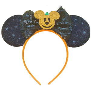 WelyHM Christmas Halloween Glitter Sequin Mouse Ears Bow Headband for Women Girls, Cat Ear Hair Accessories (Black Lollipop)