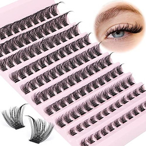 Lash Clusters Natural Wispy Cluster Lashes 8-16mm Wispy Individual Lashes Extensions Natural Look Lashes D Curl Fluffy Cluster Lashes DIY Eyelash Ext