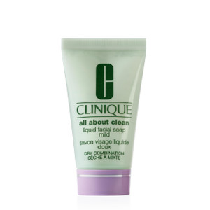 Clinique 3-Step All About Clean Liquid Gentle Facial Cleanser Soap | Face Wash For Dry Combination Skin | Type 2, Mini Travel Size, 1 Fl Oz