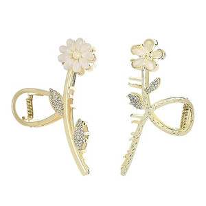 Yonchic Hair Clip, 2-Piece Multiple Shapes Metal, 2-Style Opal Flower for Thin/Medium Thick Hair, Elegant Strong Hold Hair Clips, Cute Hair Accessori