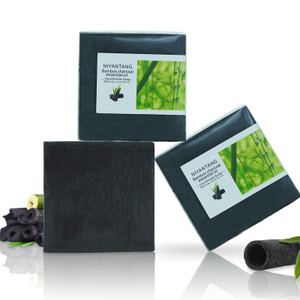 yoniagood 3 Pack Natural Activated Charcoal Soap Bar Black Soap for Face & Body Cleanse, Handmade Bamboo Charcoal Soap with Coconut Oil, Gentle Clean