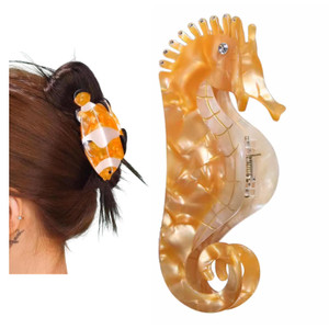 Fish Claw Clip Marine Animals Hair Band Back Head Thick Clip Hair Grab Accessories Party Working (Seahorse)
