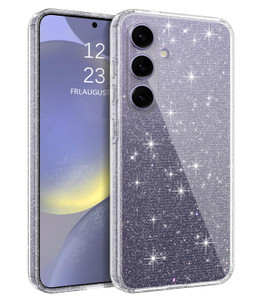 YINLAI Design for Samsung Galaxy S24 Case, Clear Glitter Sparkle Transparent Crystal Bling Slim Women Girls Soft TPU Rubber Drop-Resistant Protective
