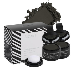 JARGOD Hairline Powder Root Touch-Up, 0.14 Ounce (Pack of 2), Black - Instant Gray Coverage Temporary Hair Color for Roots and Highlights for Women &