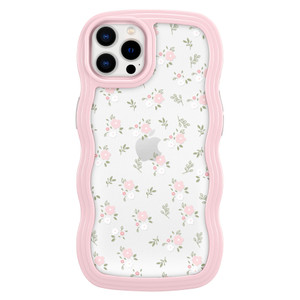 ZCDAYE Floral Case Compatible with iPhone 14 Pro, Aesthetic Flower Pattern Cute Curly Wavy Shape Phone Case for Women Girls,Soft TPU Shockproof Cover