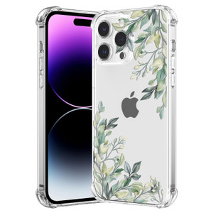 RALEAVO Case for iPhone 16 Pro 6.3-inch,Cute Clear Floral Leaves Cover for Girls Women,Slim Soft TPU Bumper Protective for iPhone 16 Pro Phone Case w