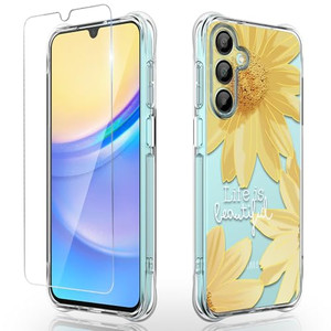 Osophter for Samsung Galaxy A16 5G Case: Women Girls Flower Floral with Screen Protector Flexible TPU Rubber Phone Cover Case for Samsung Galaxy A16(