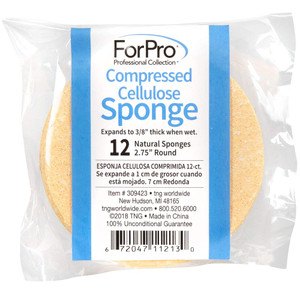 ForPro Compressed Cellulose Sponge - Round Face and Body Sponge - Natural Yellow - 2.75 - 12-Count