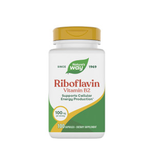 Nature's Way Riboflavin Vitamin B2, Supports Cellular Energy Production*, High Potency Riboflavin, 100 mg per Serving, 100 Capsules (Packaging May Va