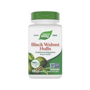 Nature's Way Black Walnut Hulls, Traditional Digestive Tract Tonic*, 900 mg per 2-Capsule Serving, Non-GMO Project Verified, Vegan, 100 Capsules (Pac
