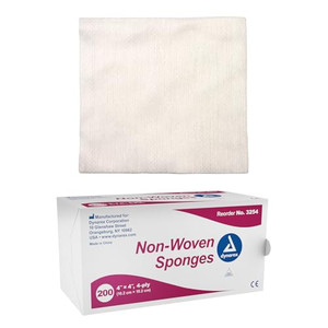 Dynarex Non-Woven Sponges, Non-Sterile, Gauze, for Cleansing, Prepping and Dressing, Highly-Absorbent, Less Linting, 4"x 4", 4 Ply, 1 Box of 200 Spon