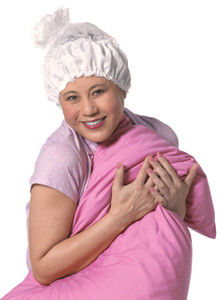 Diane Satin Lined Sleep Cap, Adjustable Fit for All Hairstyles, Reduces Frizz and Breakage, Stays Secure Overnight, White