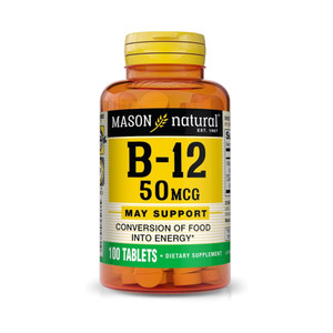 Mason Natural Vitamin B12 50 mcg with Calcium, 100,Day Supply, Dietary Supplement to Support Natural Energy Levels, 100 Tablets (Pack of 1)