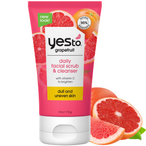 Yes To Grapefruit Daily Facial Scrub & Cleanser, Exfoliating & Restoring Cleanser That Enhances Skins Radiance, With Antioxidants, Lemon Balm Extract
