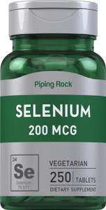 Piping Rock Selenium 200mcg Tablets | 250 Count | Vegetarian, Non-GMO, Gluten Free Supplement