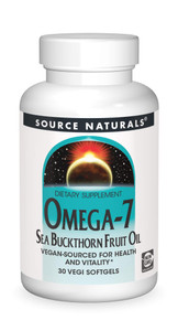 Source Naturals Omega-7 Sea Buckthorn Fruit Oil, Non-GMO, Vegan-Sourced for Health and Vitality* - 30 Vegan Softgels