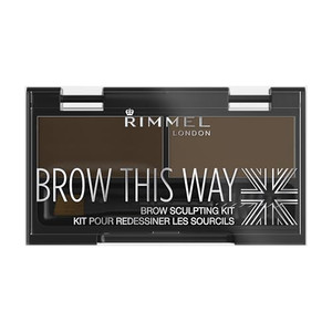Rimmel Brow This Way Sculpting Kit, Dark Brown, Powder 0.04 oz., Wax 0.03 oz., Brow Sculpting & Styling Kit with Eyebrow Wax & Setting Powder