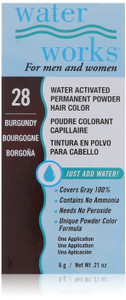 Water Works Water Activated Permanent Powder Hair Color for Men and Women, #28 Burgundy