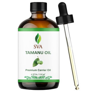 SVA Tamanu Oil - 4 Fl Oz  100% Natural Cold Pressed Tamanu Oil - for Face, Skin Care, Hair Care, Scalp Massage & Body Massage  Carrier Oil with Dro