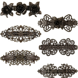 Geyoga 6 Pieces Vintage Hair Barrettes for Women Retro Flower French Pearl Crystal Rhinestones Clips Hair Pins for Women Styling Accessories(Elegant