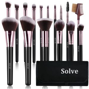 SOLVE Makeup Brushes, 16 Pcs Premium Synthetic Make up Brushes with Black Travel Case, Makeup Brush Set for Foundation Powder Concealers Eyeshadow Ey