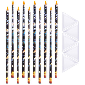 Blulu 10 Pcs Wax Pencil for Rhinestone Nail Point Drill Wax Pen Diamond Art Dotting Pen Self Adhesive Resin Picker Pencil Gem Picker Tool with 5 Pcs