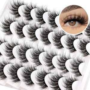 Fyonas False Eyelashes Pack 20MM Super Fluffy 6D Faux Mink Lashes Soft Long Dramatic Luxury Volume Eye Lashes 7 Pairs Pack