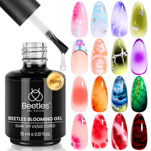 Beetles Blooming Gel 15ml Clear Uv Led Blossom Nails Gel Polish for Spreading Effect Marble Natural Stone Watercolor Floral Print Soak off Diy Nail A