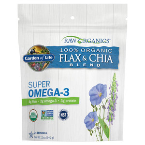 Garden of Life 100% USDA Organic Ground Flax Seed & Chia Blend, Gluten Free Cold Milled Golden Flaxseed Meal plus Premium Black Chia Seeds - Vegan Fi