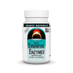 Source Naturals Essential Enzymes 500mg Bio-Aligned Multiple Enzyme Supplement Herbal Defense for Digestion, Gas, Constipation & Bloating Relief - Su