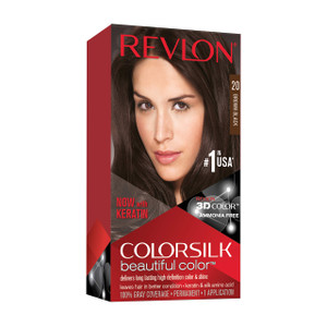 Revlon Permanent Hair Color, Permanent Hair Dye, Colorsilk with 100% Gray Coverage, Ammonia-Free, Keratin and Amino Acids, 20 Brown/Black, 4.4 Oz (Pa
