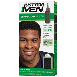 Just For Men Shampoo-In Color (Formerly Original Formula), Mens Hair Color with Keratin and Vitamin E for Stronger Hair - Jet Black, H-60, Pack of 1