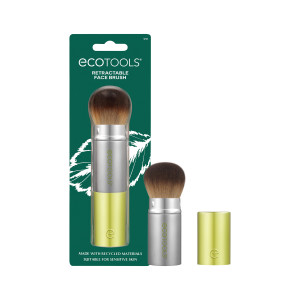 EcoTools Retractable Face Makeup Brush, Kabuki Brush for Foundation, Blush, Bronzer, & Powder, Travel Friendly & Perfect for On The Go, Eco Friendly,