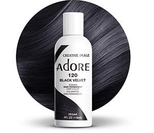 Adore Semi Permanent Hair Color (120 Black Velvet) | Vegan & Cruelty-Free Black Hair Dye | No Ammonia, No Peroxide, No Alcohol | 4 Fl Oz