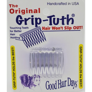 Good Hair Days Grip-Tuth Combs - 1 1/2" Side Combs, For All Types Of Hair, Decorative & Styling Women Accessories - Crystal, Set Of 2