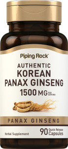 Piping Rock Korean Ginseng Capsules | 1500mg | 90 Count | Panax Ginseng Root Extract | Herbal Supplement | Non-GMO, Gluten Free