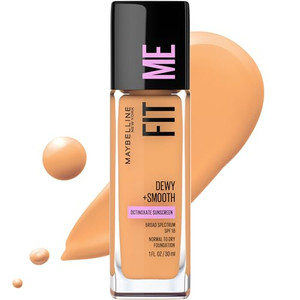 Maybelline Fit Me Dewy + Smooth Liquid Foundation Makeup, Golden Beige, 1 Count (Packaging May Vary)