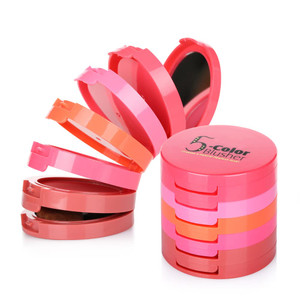 5 Colors Face Blusher Palette Waterproof Matte Long Lasting Lightweight Blush Powder Pink Coral Blushing Pallet with Brush Mirror Women Makeup Gift S