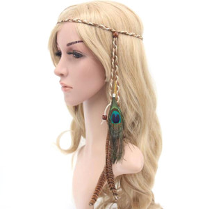Nicedmm Womens Colourful Bohemian Tassels Peacock Feather Headband - Adjustable Indians Style Hair Band Handmade Feather Hair Accessories Hair Bands